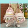 Fashion Color Blocked Ice Cream Design Student Backpack Shoulder Bag Set For Middle School Girls And Boys