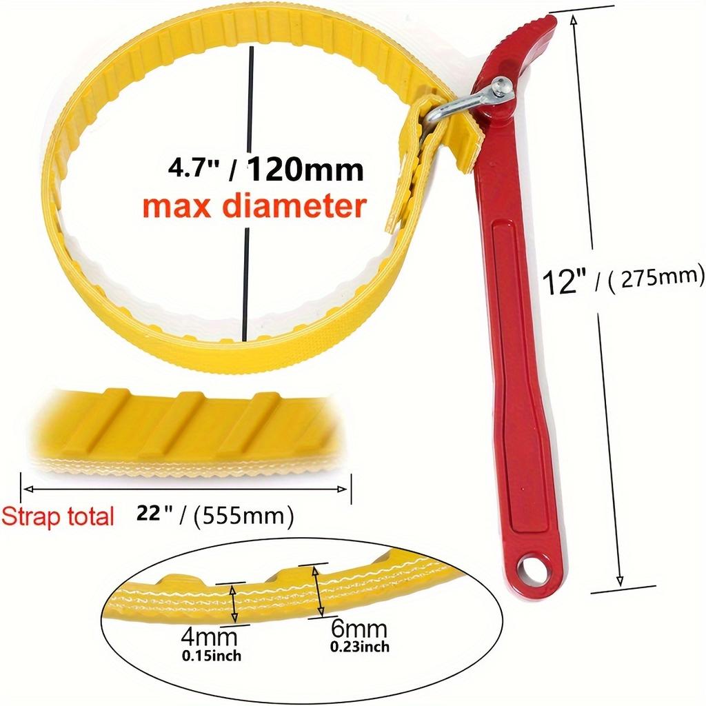 8/12 Inch Adjustable Belt Wrench Oil Filter Puller Removal Tool Strap Spanner Wrench Chain Wrench Strap Opener Disassembly Tool