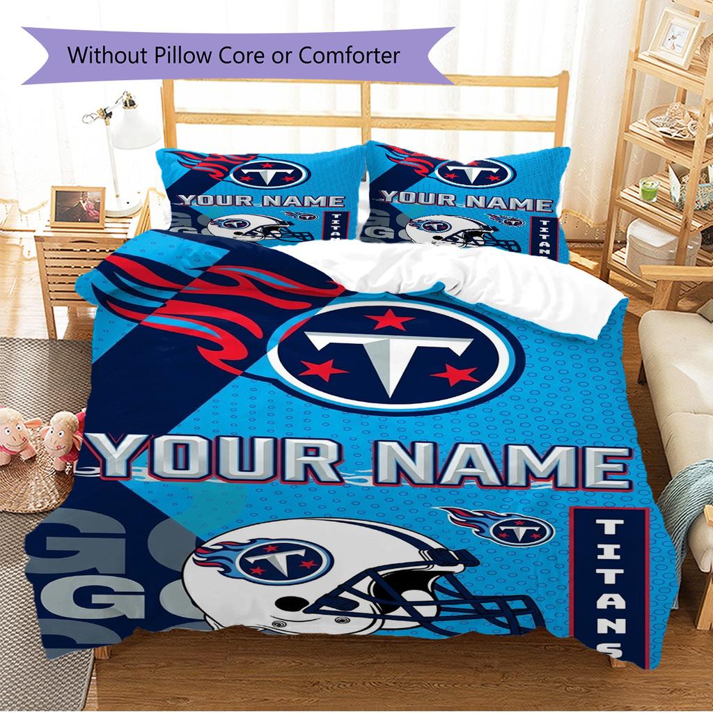 Name Individuell Tennessee Titans Logo Muster Bettwäsche Set Bettbezug Kissenbezug Heimdeko Geschenk (1 Bettbezug + 2 Kissenbezüge, ohne Füllung)