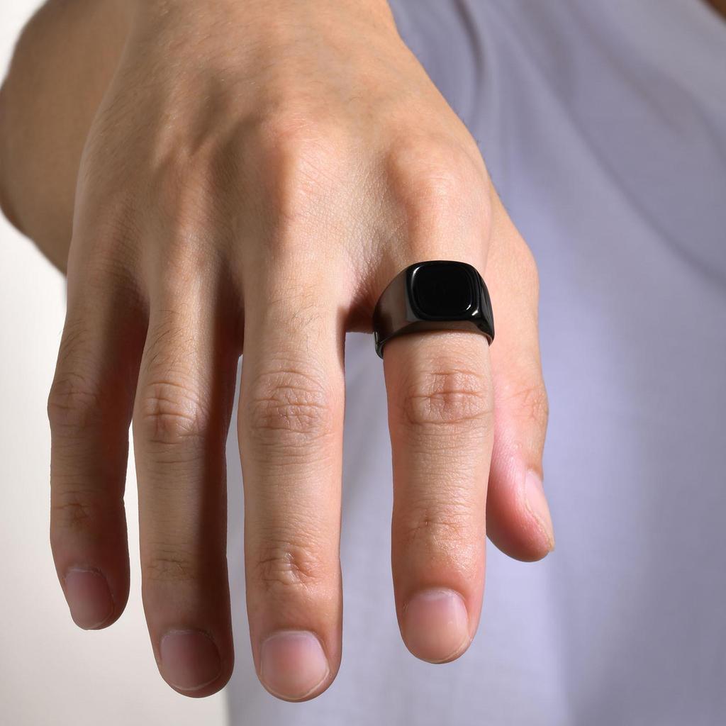 Quadratischer Edelstahlring mit Tigerauge und metallischem Glanz - Trendiges Zeigefinger-Accessoire RC-620