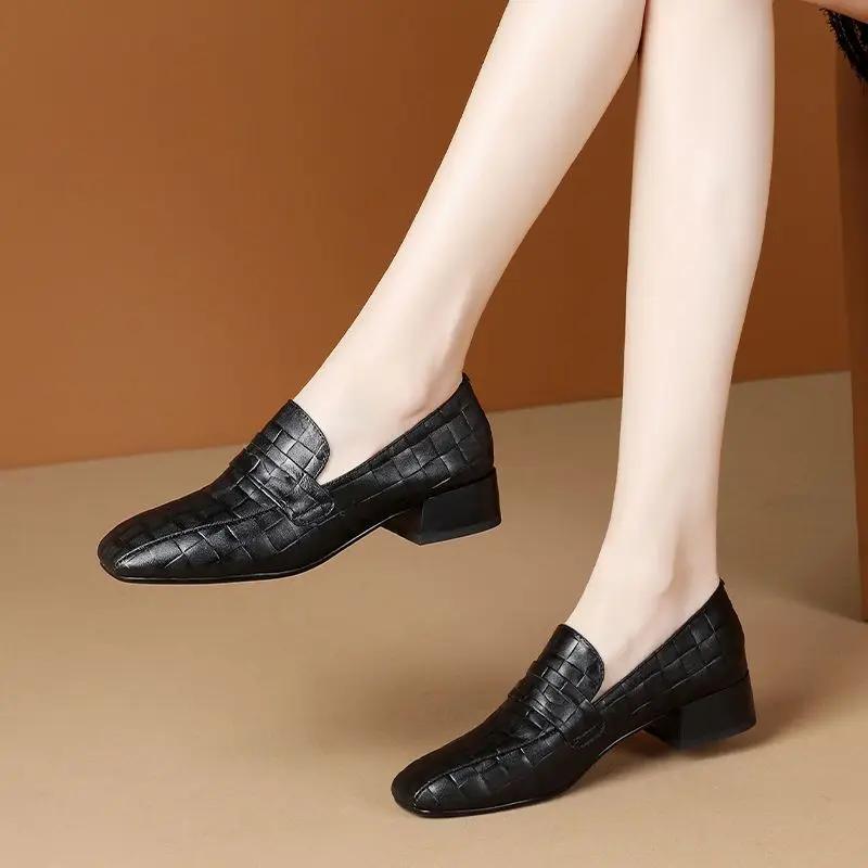 

Fashion Square Toe Ladies Pumps Low Heel Elegant Heels Women s Shoes Loafers Wholesale Casual Lastest Y2k Genuine Mark Dress Shoe Spring 40