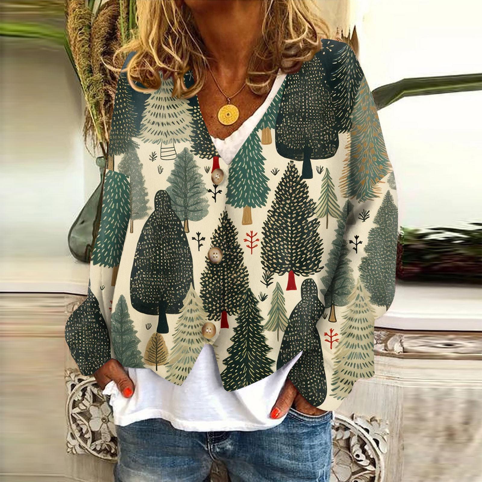 

Женская куртка, модная, повседневная, с рождественским принтом, с длинным рукавом, пальто XL