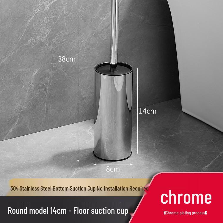 Wall-Mounted 304 Stainless Steel Toilet Brush Holder & Floor Suction Cup Cleaning Set