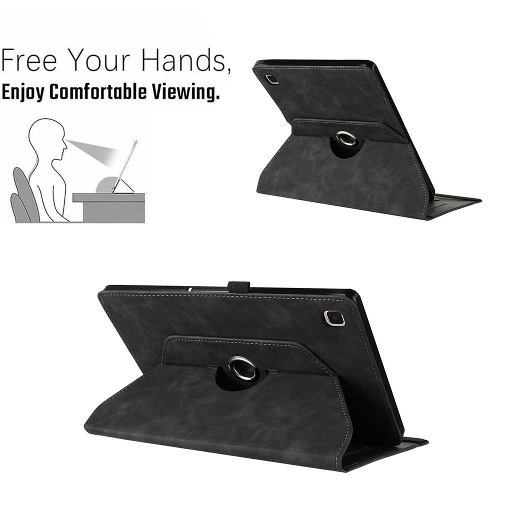 For Samsung Galaxy Tab A7 10.4 (2020) Case Rotating Stand Card Holder Smile Imprinted Microfiber Leather Tablet Cover