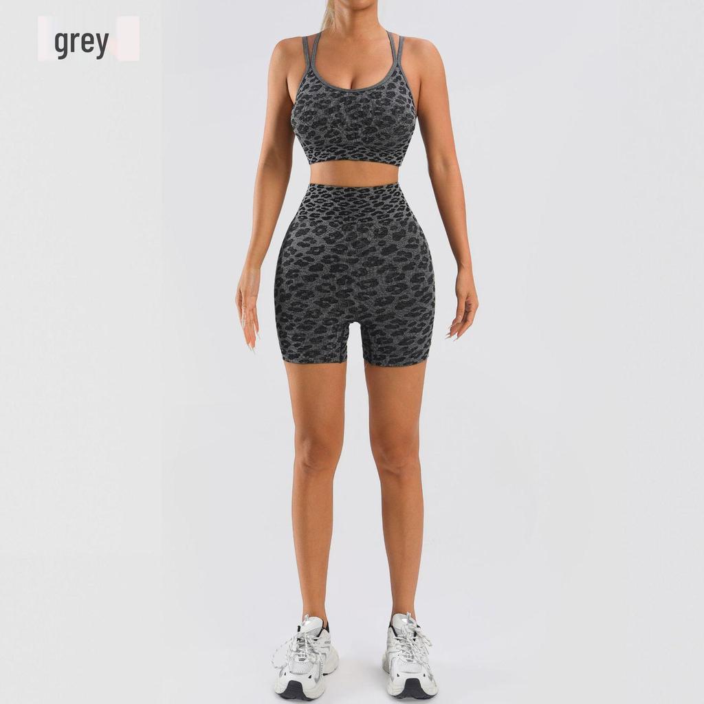 TK High Waist Seamless Yoga Set: Stretchy Three-Quarter Shorts & Sexy Bra with Chest Pads for Women
