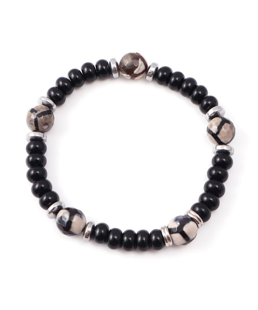 Polalita Black Beige Mix Bead Bracelet (Plt-Br-053_Bk)
