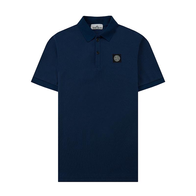 New Summer STONE Streetwear Unisex Embroidered Logo Polo T-shirt - Loose Fit, Short Sleeve, Cotton