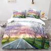 Oil Painting Duvet Cover Set Queen Blooming Sunflowers Twin Bedding Set Blue Sky White Cloud Landscape Polyester Comforter Cover