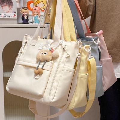 Solid Color Simple Large-capacity Bag Fashionable Niche Portable Shoulder Bag Versatile Student Make-up Messenger Bag