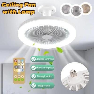 E27 30W Modern LED Ceiling Light with Fan Dimmable Ceiling Fan Light for Room Bedroom with Remote Control
