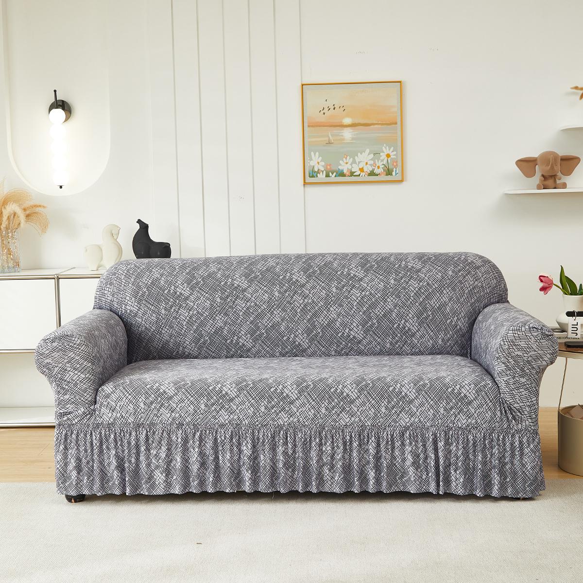 

1 шт. Чехол для дивана с принтом, эластичный, противоскользящий. Простой, современный, всесезонный, пыле- и кошачий.. Выдвижной, моющийся, долговечный. 1-Seater