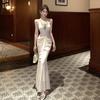 Women's South East Asia Celebrity Temperament Heavy Industry Bead Dress Slim Skinny Dress