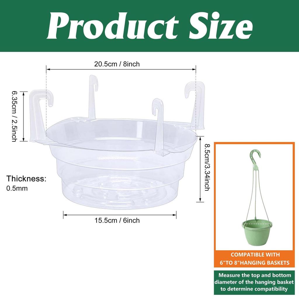 Clear Plastic Round Hanging Basket Drip Tray for Indoor Plants