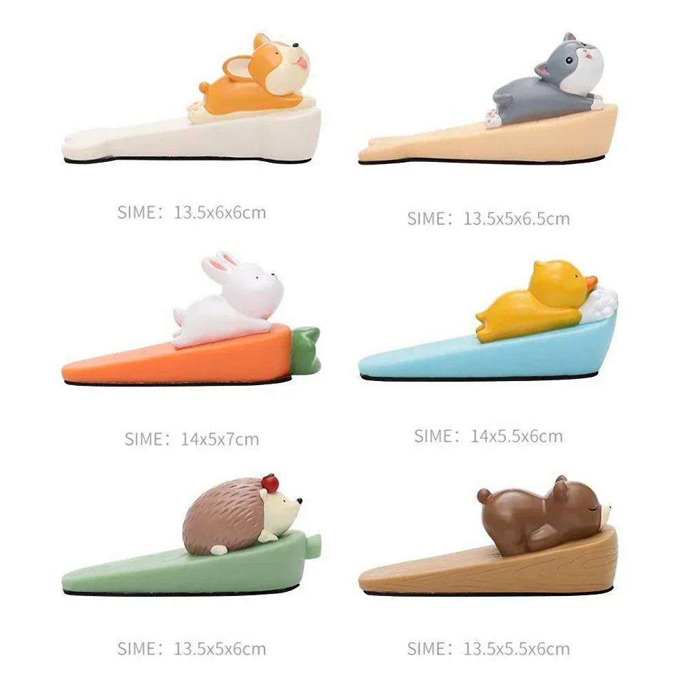 Silicone Door Stop Cartoon Animal Safety Stoppers Block Wedge Doorstops Home Office Door Rear Retainer Anti-collision Stop