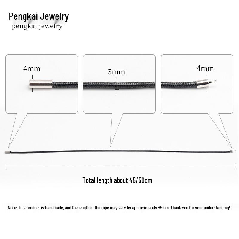 3.0 Encrypted Handmade Waxed Leather Necklace Cord - Pendant and Jewelry Accessory for Men and Women