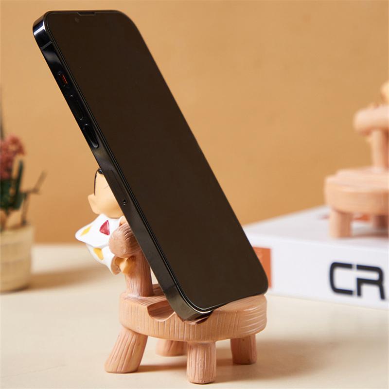 9cm Crayon Shin Chan Anime Figure Kawaii Phone Holder Accessories Cartoon Action Figure PVC Model Toys Doll Desktop Decorative