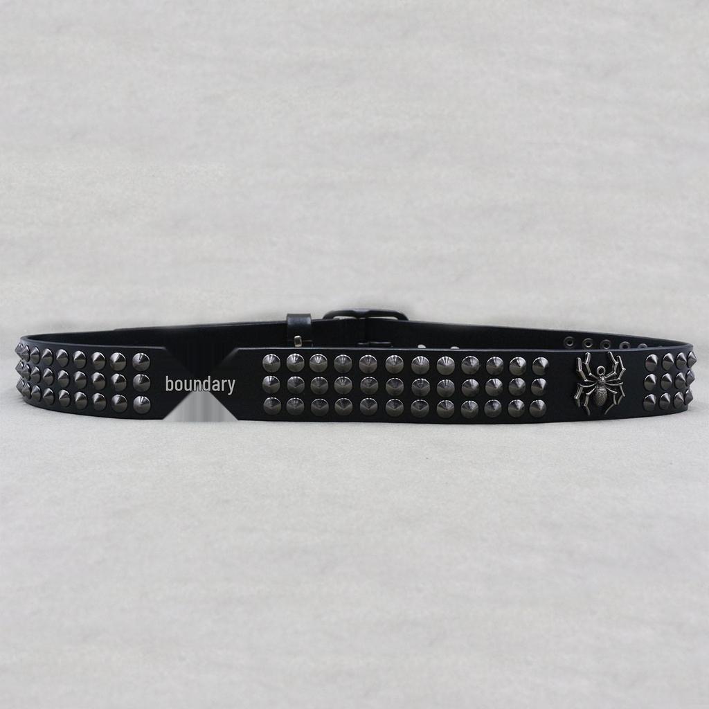 2024 Original Design Punk Leather Belt with Spider Spike Rivet and D-ring Buckle