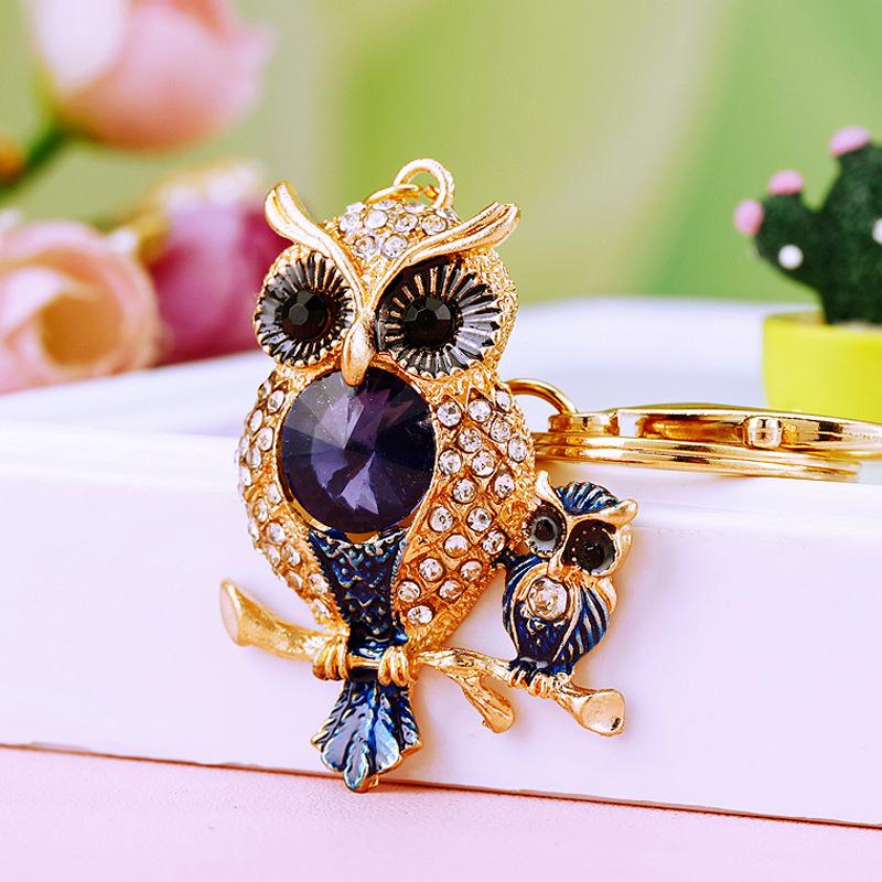 Owl Crystal Keyring Charm Pendant Handbag Purse Bag for Key Ring Chain Keychain