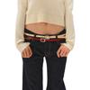 Silver Metal Button Head, Edge Banding Belt, Women's Belt with Pants Belt.