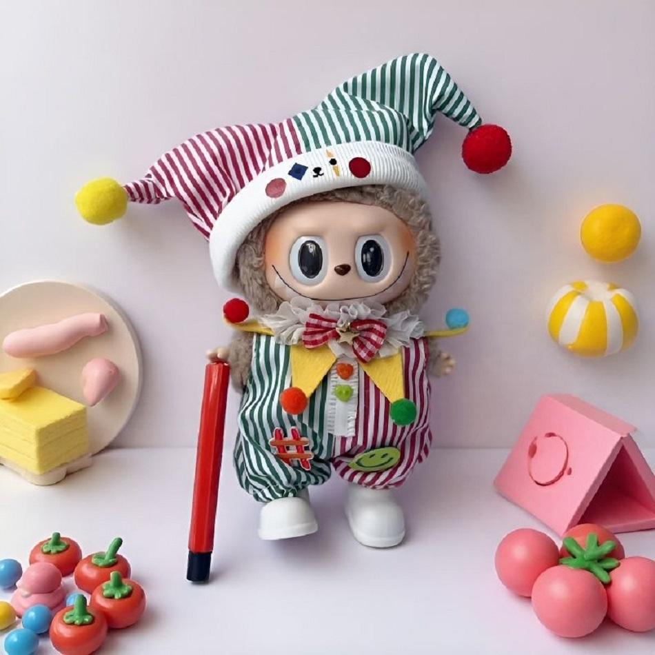 Dopamin Clown Set Trendiges Outfit für 17cm Ropa Labubu 3.0 High Energy Serie Ahead Mini Puppenkleidung V2/V3 Mode Joker Stil