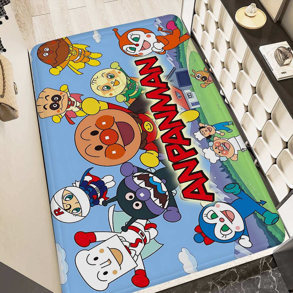 A-Anpanman Anime Bathroom Mat Kids Room Bedroom Decoration Balcony Anti-Slip Doormat Living Room Welcome Rug