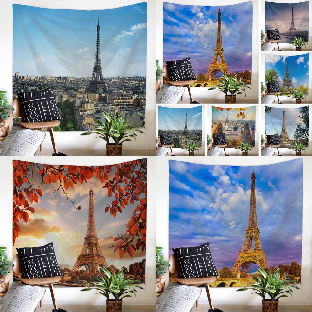 Nordic Paris Eiffel Tower Landscape Polyester Tapestry For Renting House Renovation Student Dormitory Wall Background Hanging Cloth
