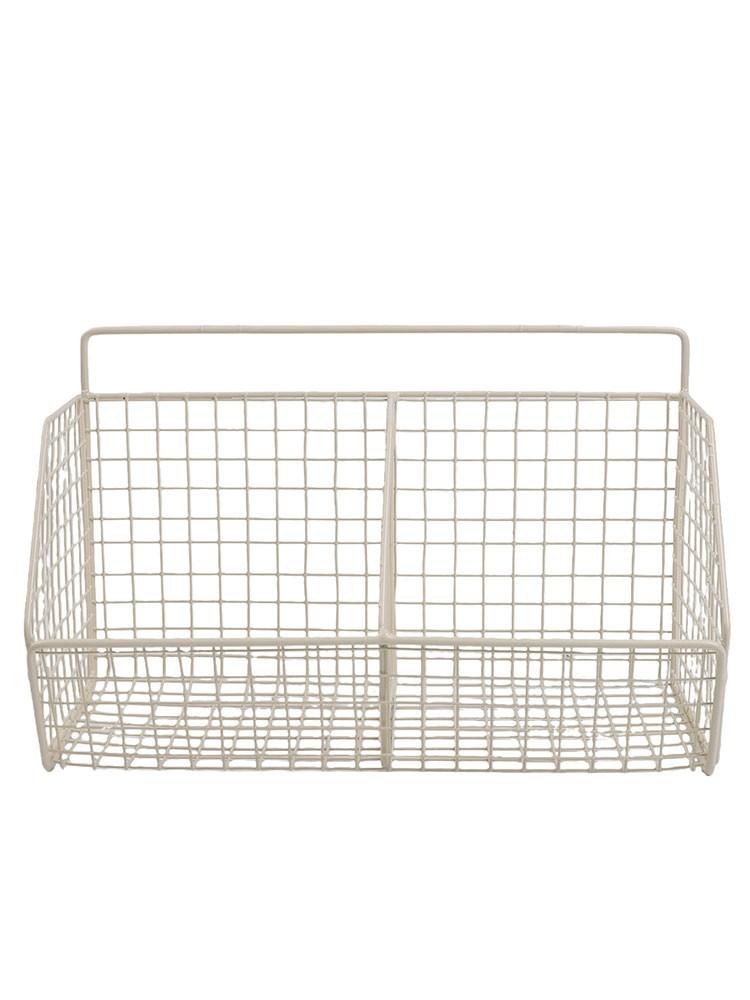 Hanging Basket Kitchen Rack Metal Construction Multifunctional Use white 2 grid