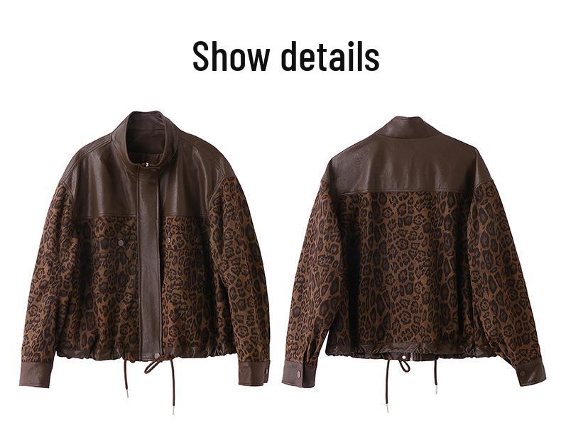 Frühling 2025 Leopardenmuster Patchwork Strickjacke - Damen Langarm Vielseitige Stehkragen Freizeitjacke MQ675