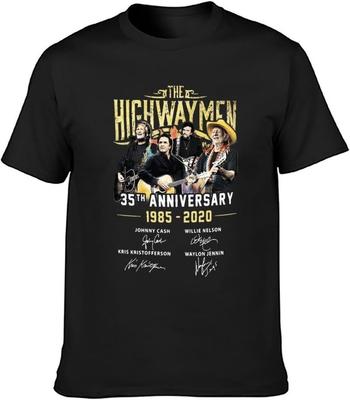The Highwaymen Erkek Tişört Vintage Bisiklet Yaka Tişört Siyah Unisex Tişört