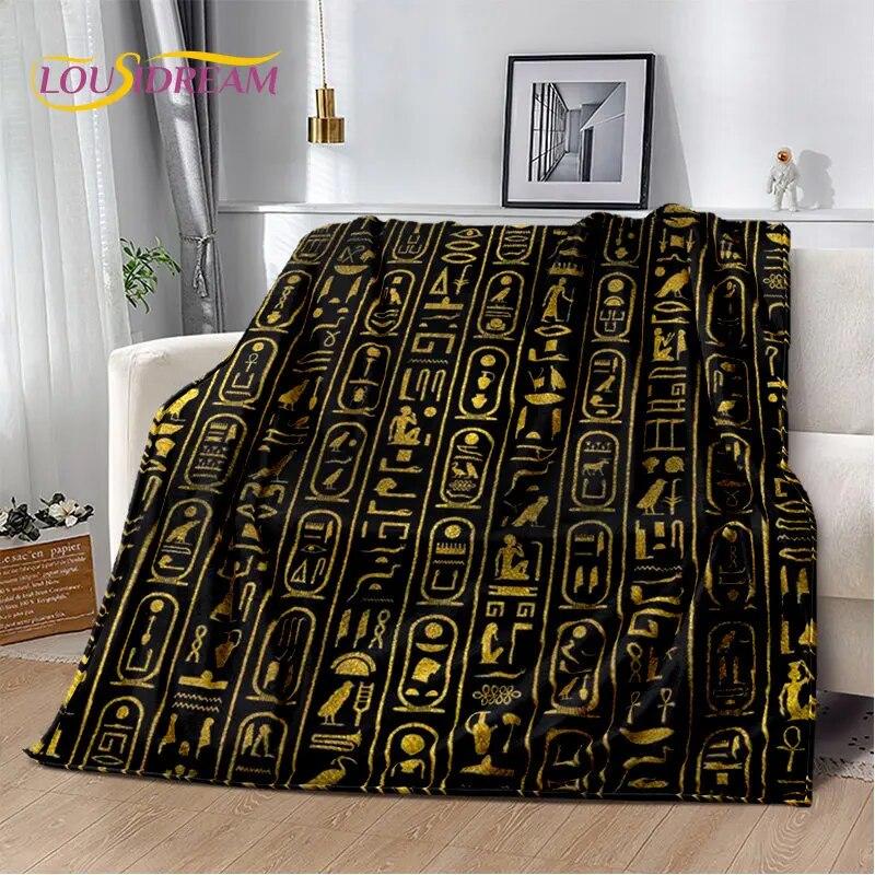 3D Egyptian Mythology Pharaoh Hieroglyphics Soft Plush Blanket,Flannel Blanket Throw Blanket for Living Room Bedroom Sofa Picnic
