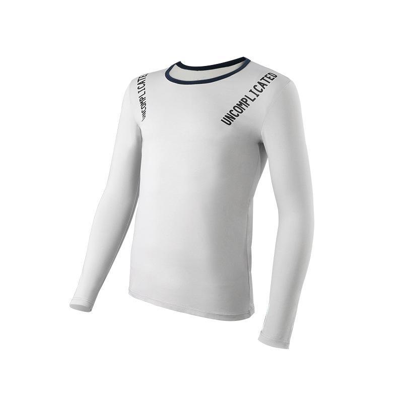 Men's Lightweight Cotton Round Neck Top - Comfortable, Breathable, Solid Color Basic Underwear for Autumn.