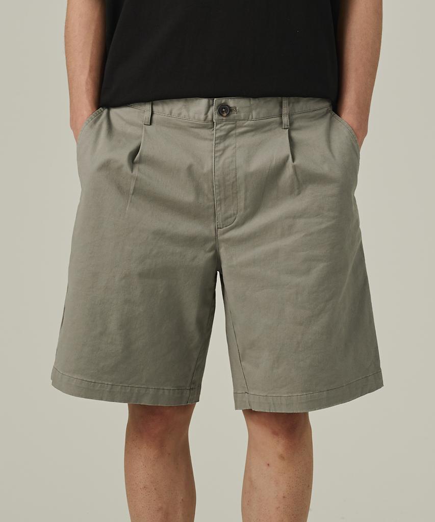 ANALOG MOOD Cotton Pintuck Shorts (Khaki)