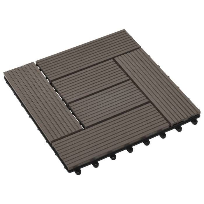 VidaXL 11x Carreau de Terrasse WPC 30x30 cm 1 m² Marron Foncé Dalle de Chemin 45028