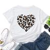 Zomer Dames Bedrukte Luipaardprint Hartvormige Losse Ronde Hals Puur Katoen Korte Mouw T-shirts Dames