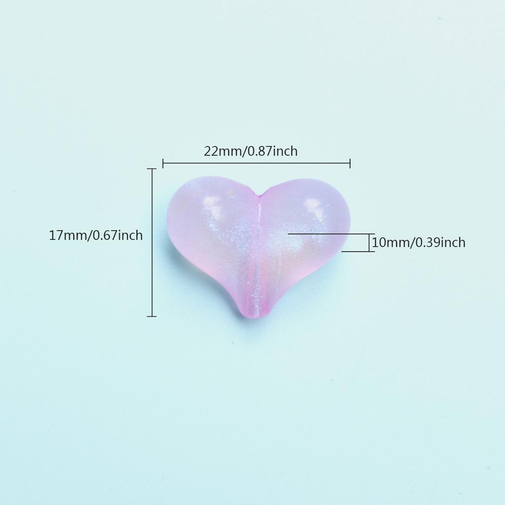 Hanmade DIY Vertical Hole Heart Beads for Jewelry Making Necklace Horizontal Hole Bowknot Beads 20Pcs Pendant Accessories Fluorescent Color Fashion