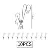 10pcs Stainless Steel Clothespins with Hooks Metal Spring Clips with Hooks Universal Hanging Clips for Offices Kitchens Bathroom