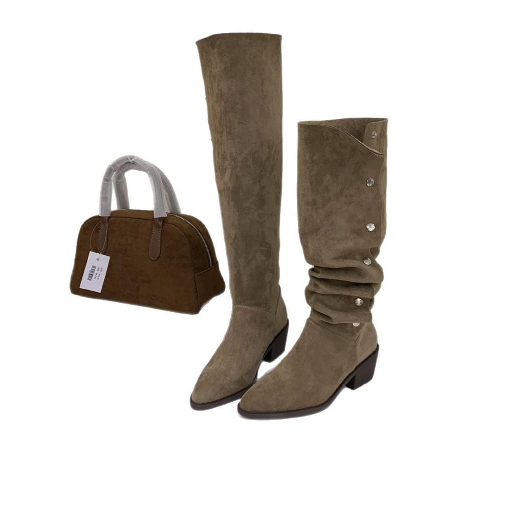 Internet Celebrity Leopard Print Fashion Knee Boots Women 2025 Autumn New Wear Versatile Three Wear Heightening Fashion Boots Shoes