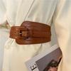 Retro Crocodile Grain PU Waist Belt with Pin Buckle and Elastic Waistband for Women