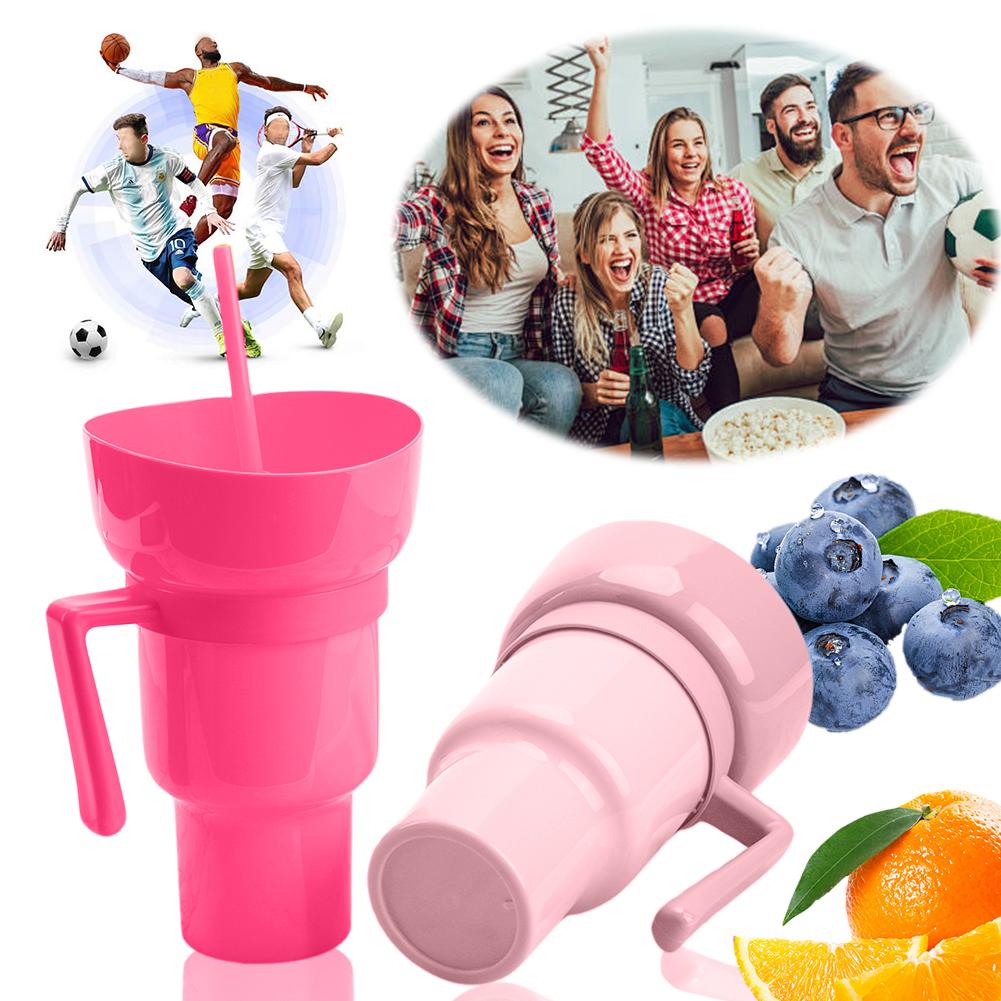 Nový kreativní kelímek na popcorn a svačinu 2 v 1, integrovaný kelímek na nápoje s držadlem, přenosný kelímek na nápoje, nový design a mnoho funkcí