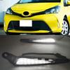1 Pair Car LED Daytime Running Light DRL For Toyota Vitz 2016 2017 2018 Yellow Turn Signal Light Bumper Lamp Fog Lamp