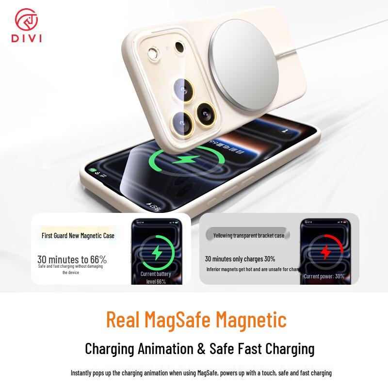 DIVI Liquid Silicone Case for iPhone 17 Pro Max with 360° Rotating Stand