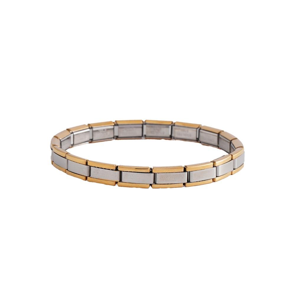 Stretchable Italian Chain Link Bracelet 7mm Popular Modular Stainless Steel Bracelet Square HipHop Elastic Hand Chain Jewelry