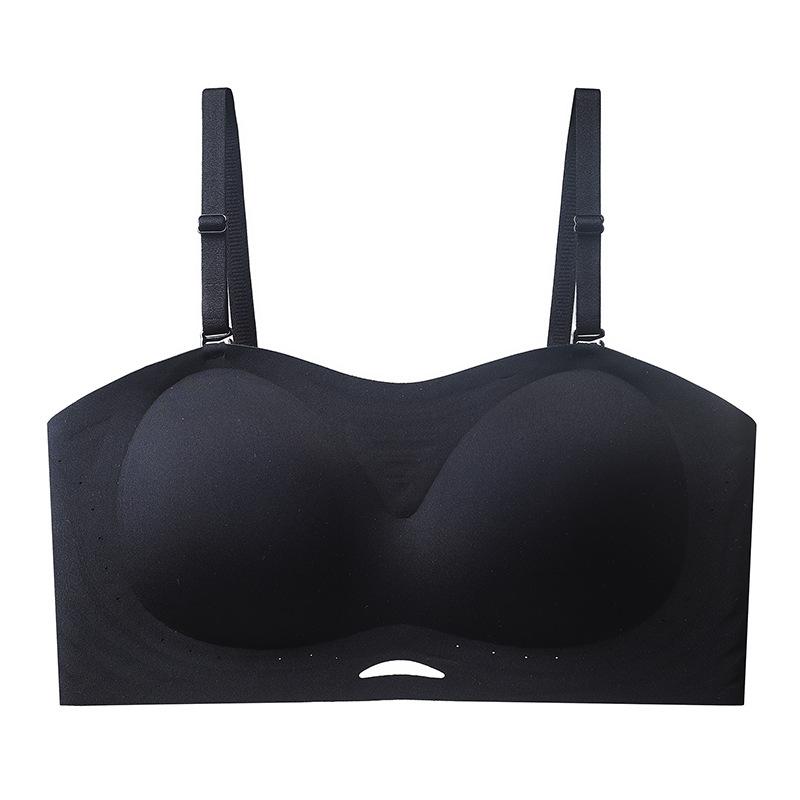 

Solid color bra cover gathers palm print cup, soft support, non-slip and anti-sagging, can be worn without shoulder straps, beautiful back XL чорний