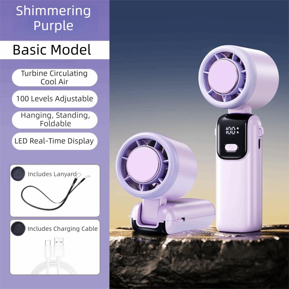 Hangable Ice Cooling Fan Foldable USB Fan New Desk Fan Outdoor Purple-A