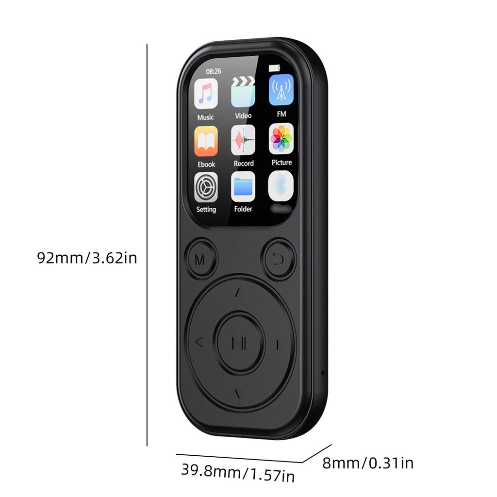 MP3 MP4 Player 2.01  IPS Screen Portable Songs Player with BT 5.4 Video Voice Recorder FM Radio E Book 12 Hours