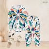 Women Plus Size Two Piece Outfit Hooded Long Sleeve Printed Top And Cuffed Pants