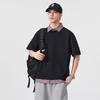 Fake Two-piece Polo Collar Short-sleeved T-shirt Men's Loose Versatile Plaid Shirt Collar T-shirt