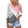 Women's Casual Fashion Sexy Comfortable V-neck Splicing Geometric Pattern Three-quarter Sleeve Top