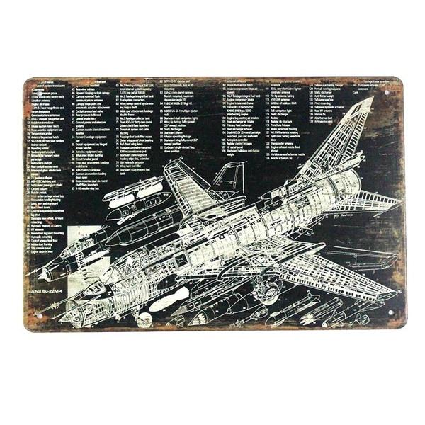 

Винтажный жестяной металлический знак в виде самолета 0449a 20x30см