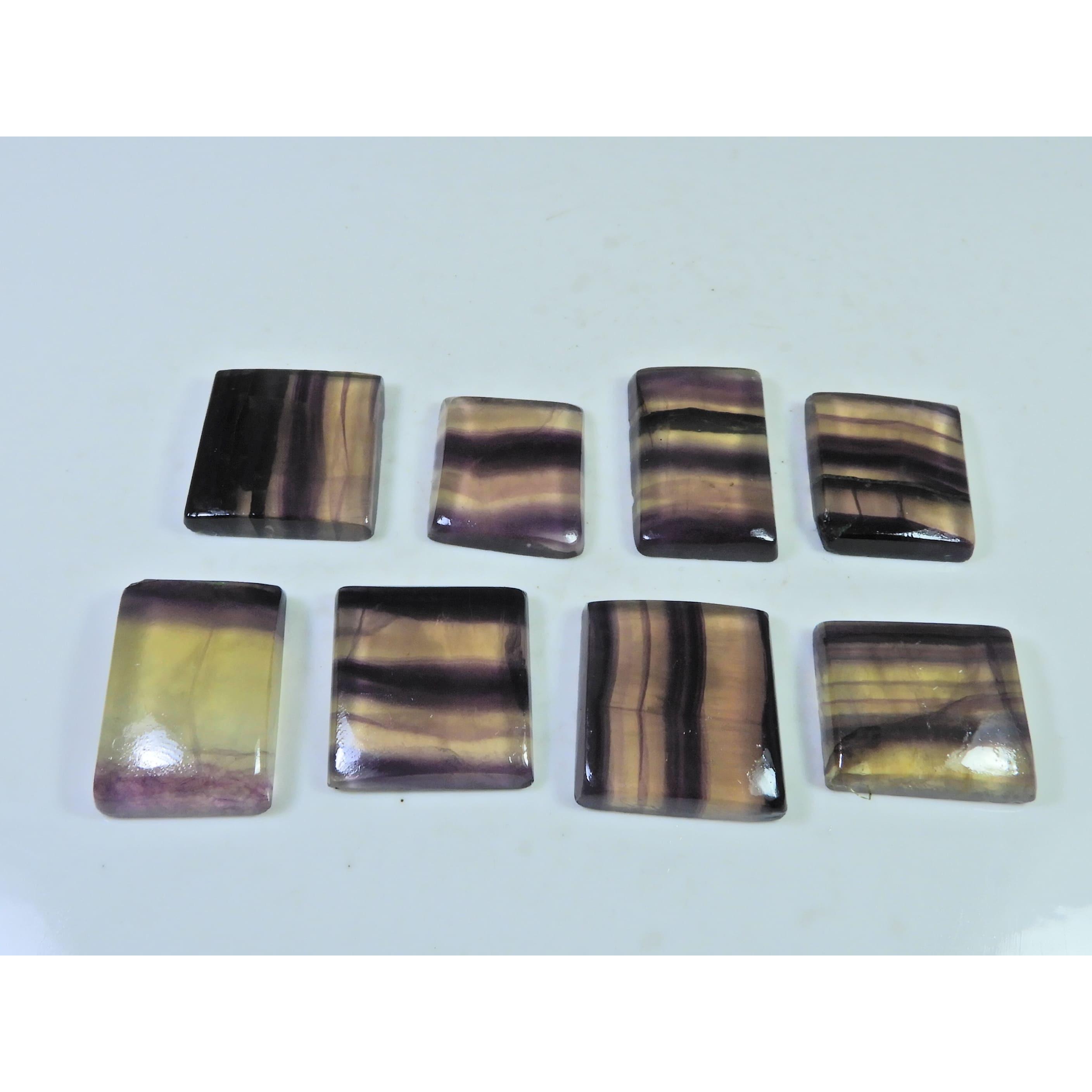 

270Cts. Natural Rainbow Fluorite Octagon Cabochon Loose Gemstone 08 Pcs Lot C-911